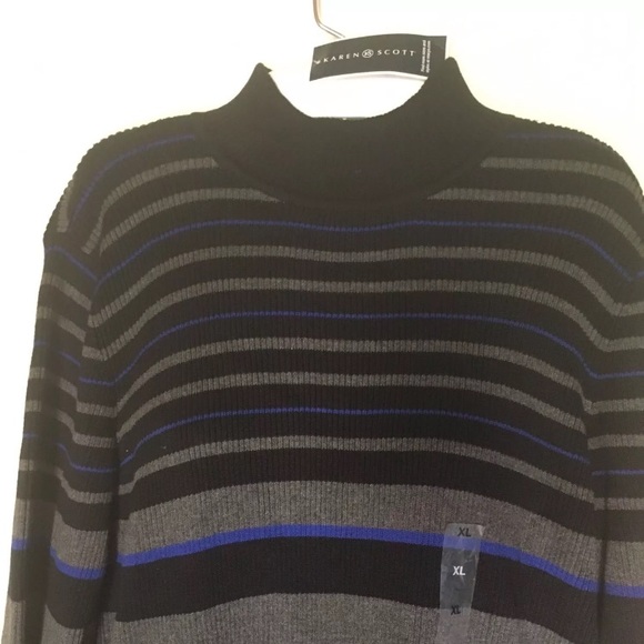 Karen Scott Women’s Blue Ribbed Striped Pullover - Picture 5 of 6